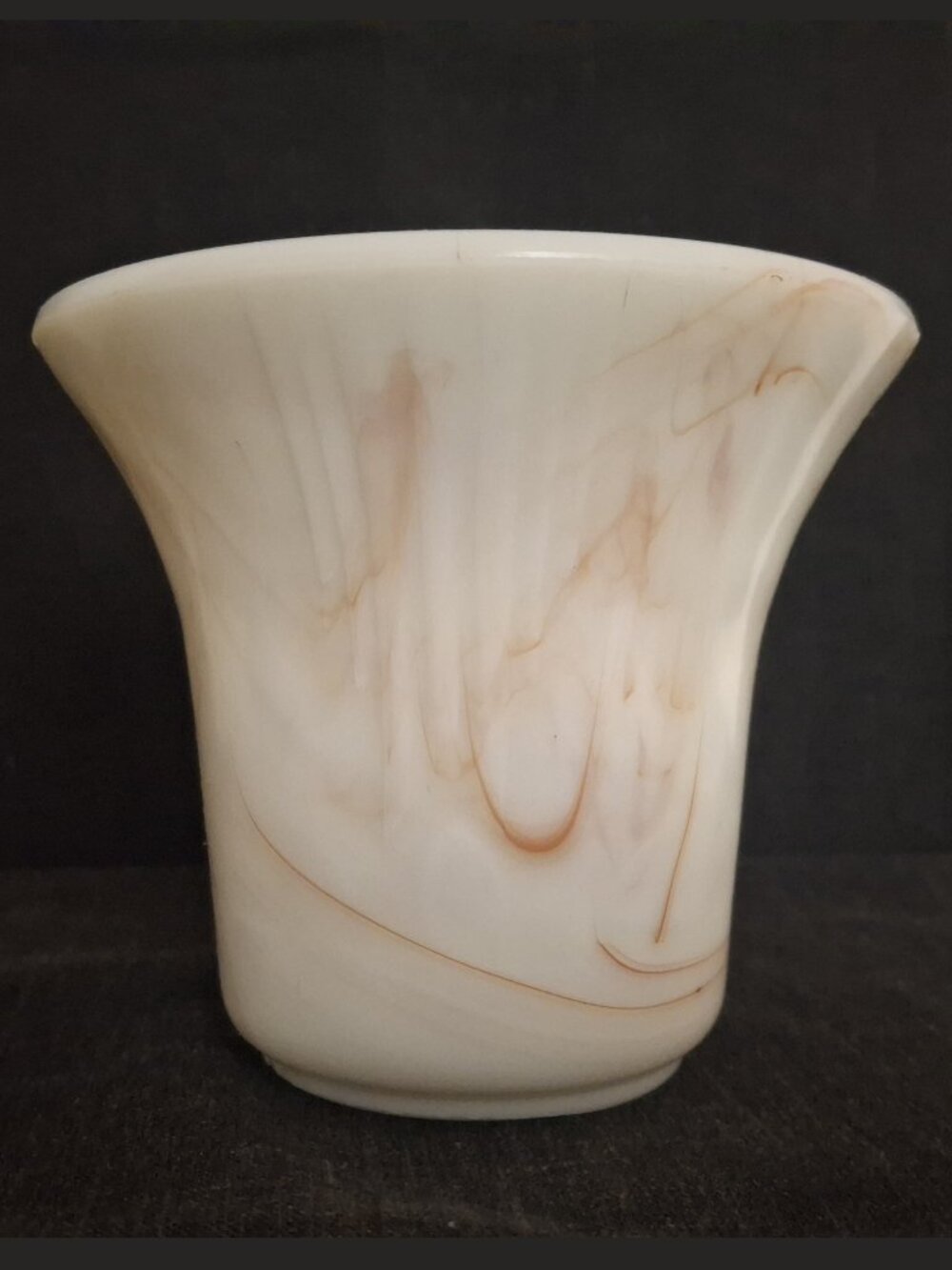 Vintage Akro Agate Marbled Slag Glass Flower Pot Art Deco Graduated Darts 4"